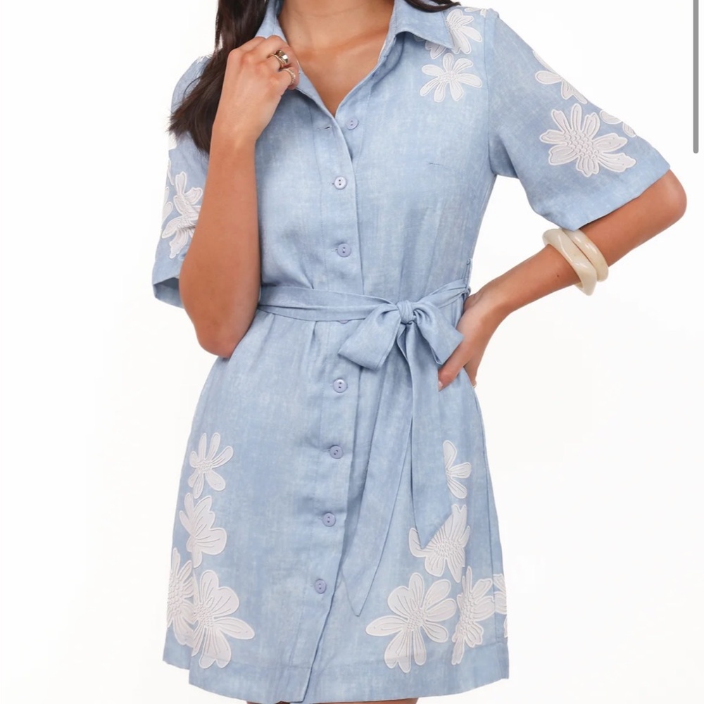 Petal & Pup Light Blue Floral Mini Dress